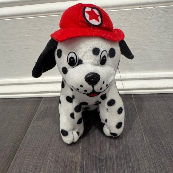 Other - NWT 7 inch Firehouse Dalmatian Dog Plush Toy with Red Firefighter Hat